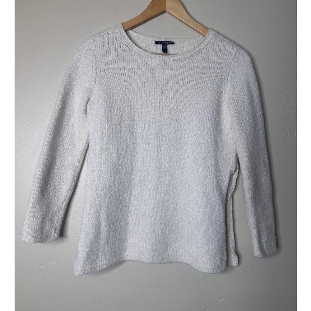 Eileen Fisher Organic Cotton & Alpaca Cream Pullover Knit Sweater XS